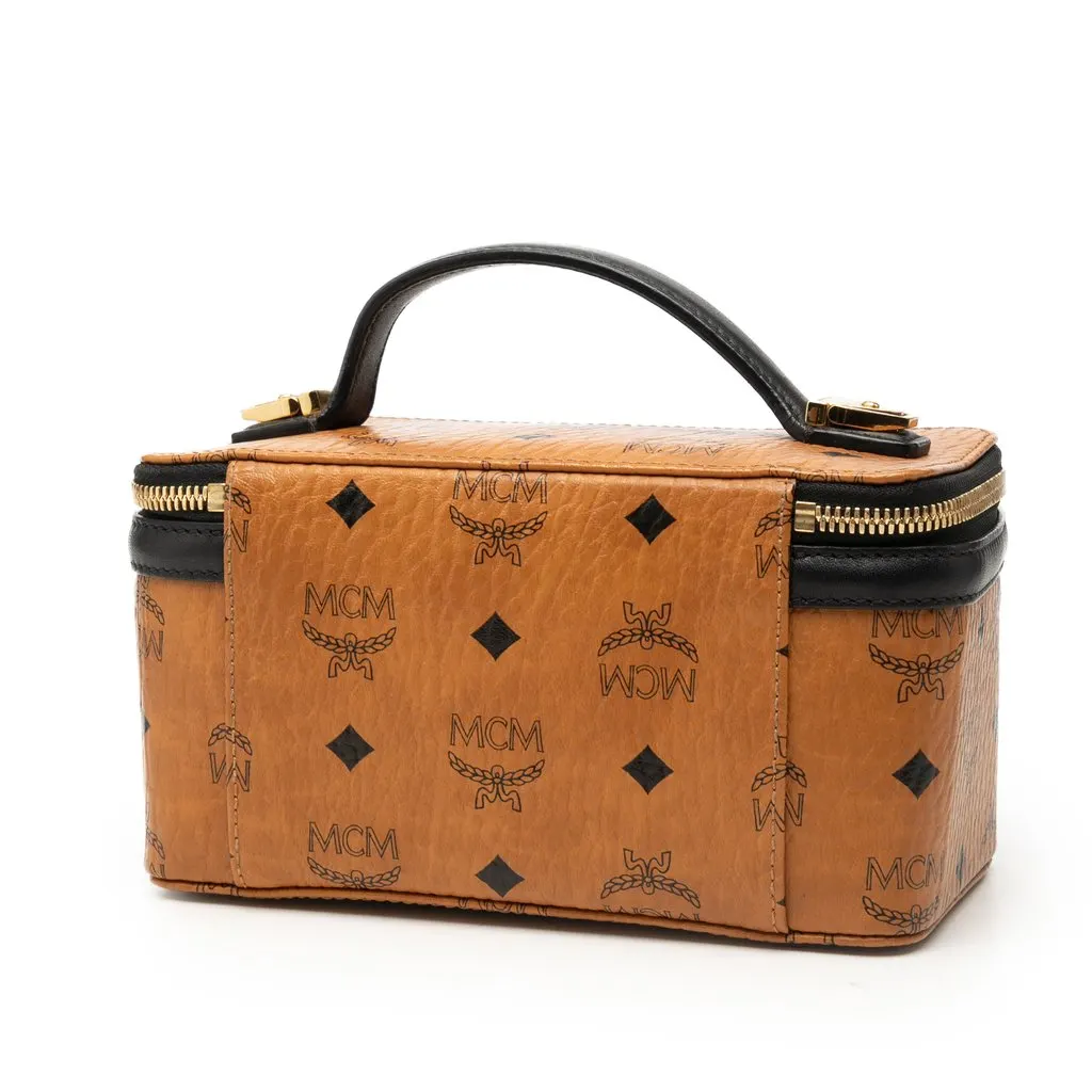 MCM Visetos Coated Canvas Rockstar Vanity Bag Brown Very good - Back View