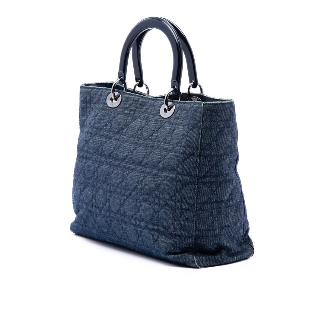 Dior Large Denim Cannage Lady Dior Blue Very good - Back View