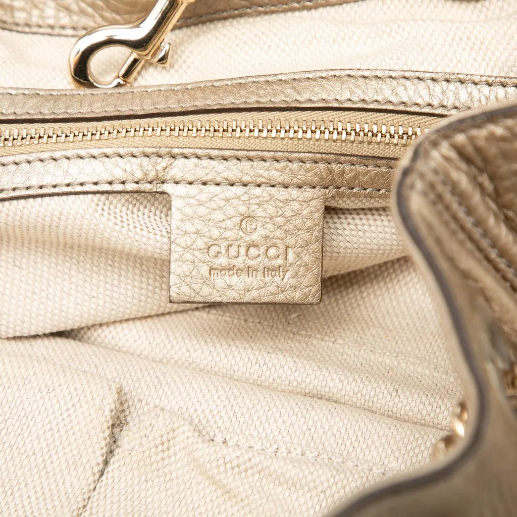 Gucci Medium Metallic Calfskin Soho Chain Tote Gold Leather Good - Box View