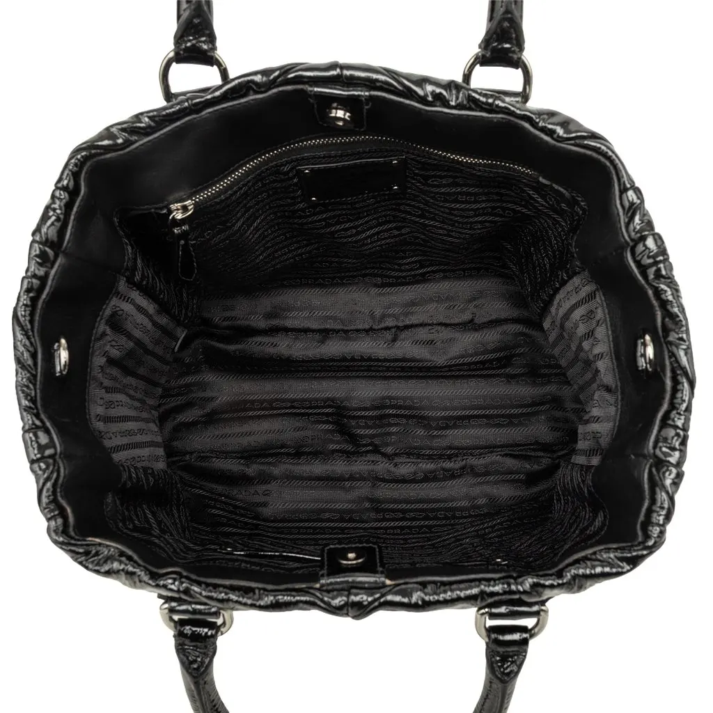 Prada Impuntu Vernice Convertible Tote Black Leather Very good - Model View
