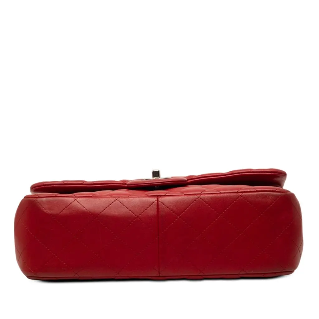 Chanel Jumbo Classic Lambskin Double Flap Red Leather Good - Inside View