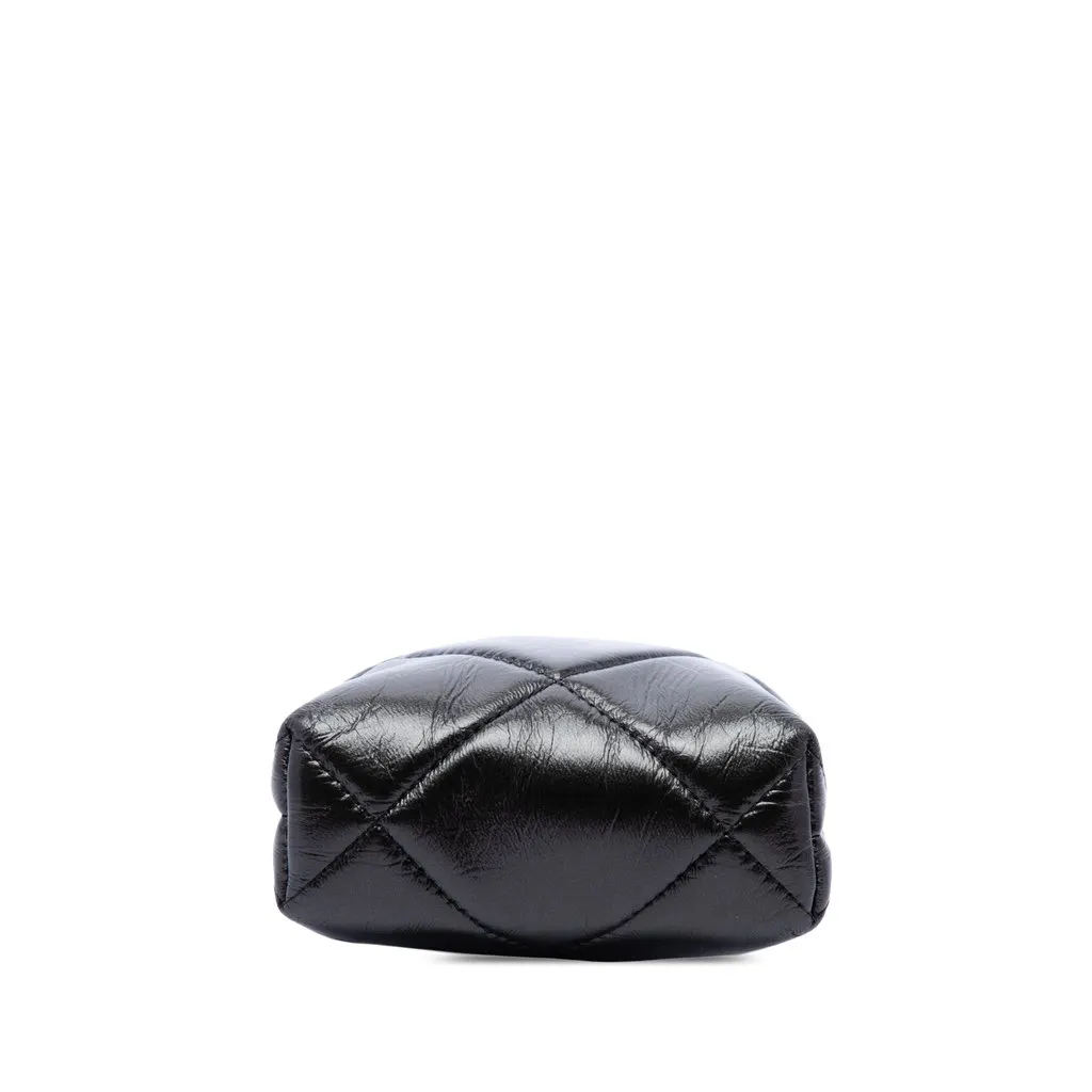 Chanel Small CC Quilted Lambskin Kisslock Frame Clutch Black Leather Very good - Inside View