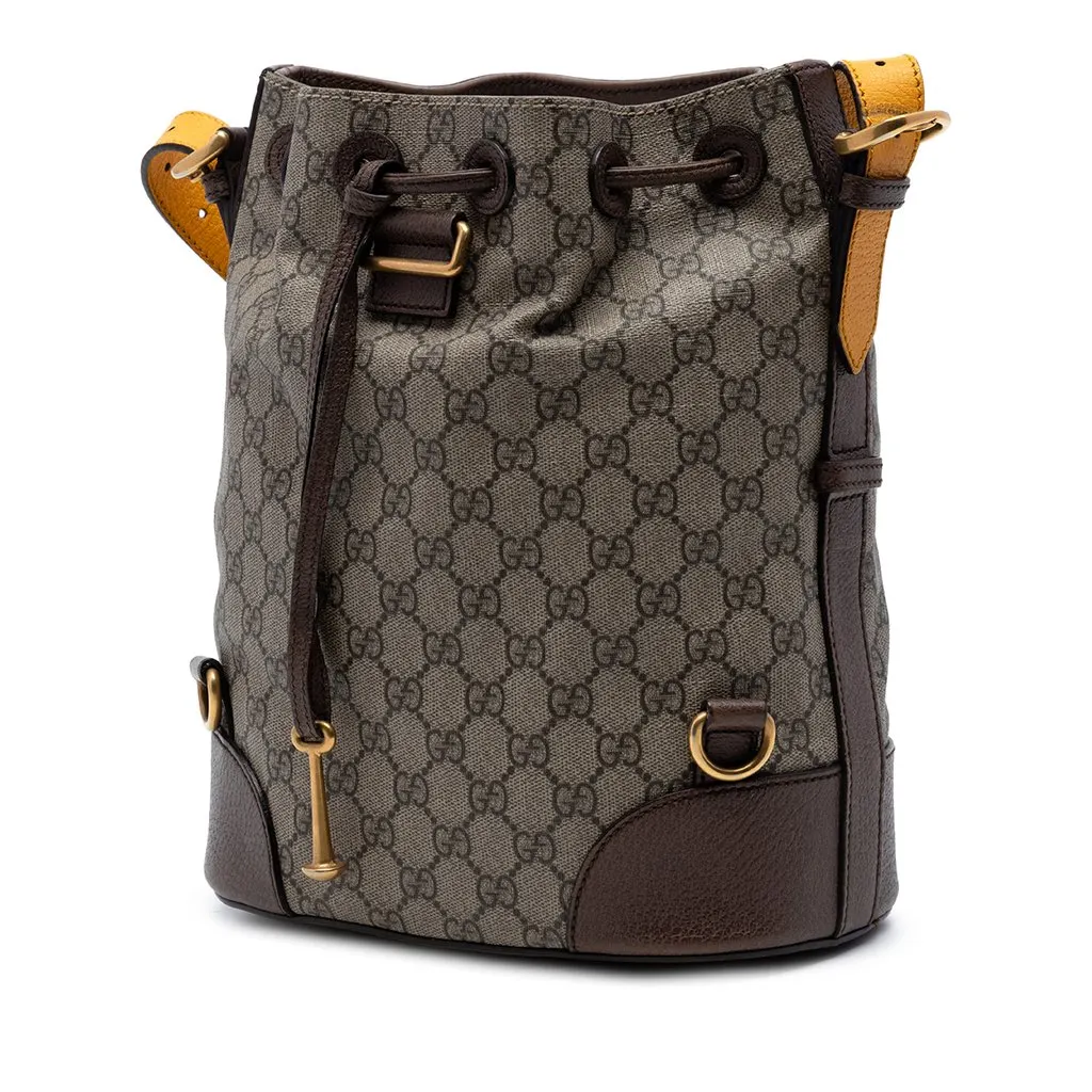 Gucci GG Supreme Neo Vintage Drawstring Bucket Bag Beige Very good - Back View