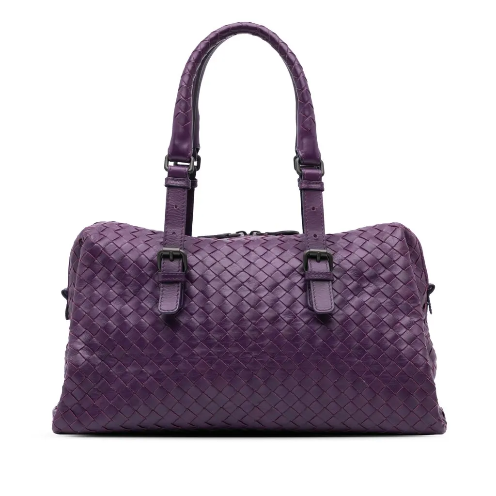 Bottega Veneta Nappa Intrecciato Montaigne Handbag Purple Leather Very good - Front View