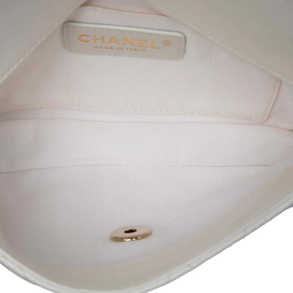 Chanel CC Quilted Lambskin Side Packs Flap White Leather Very good - Box View