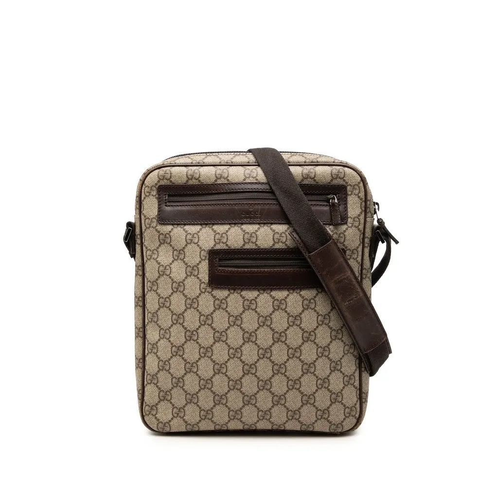 Gucci GG Supreme Crossbody Beige Canvas Good - Front View