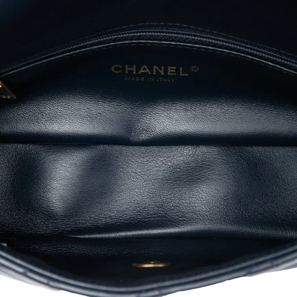 Chanel Quilted Lambskin Chain is More Flap Black Leather Very good - Model View