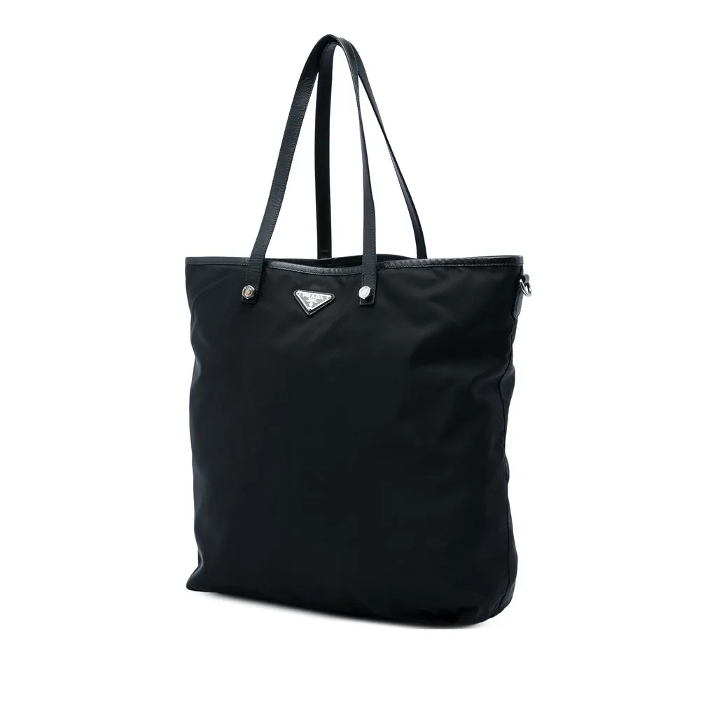 Prada Saffiano Trimmed Tessuto Fashion Doll Tote Black Very good - Back View