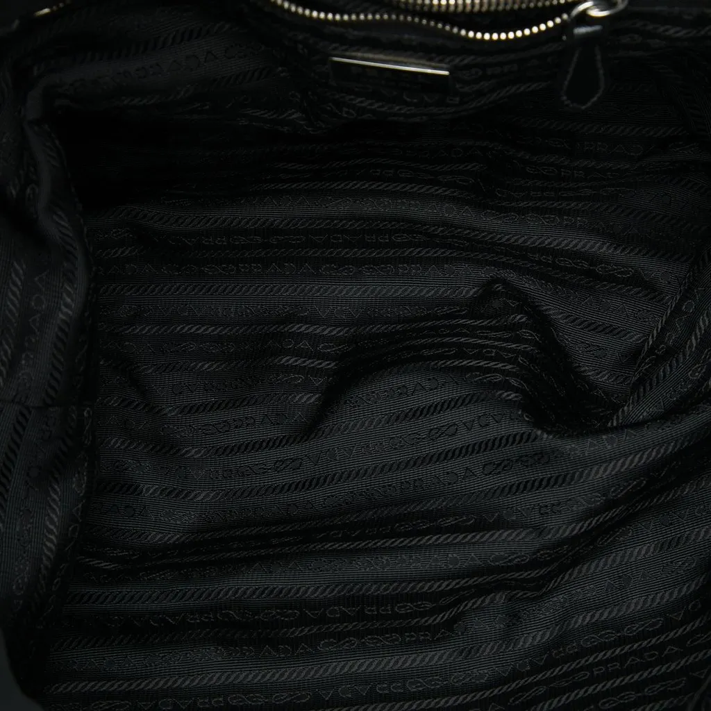 Prada Saffiano Trimmed Tessuto Fashion Doll Tote Black Very good - Model View