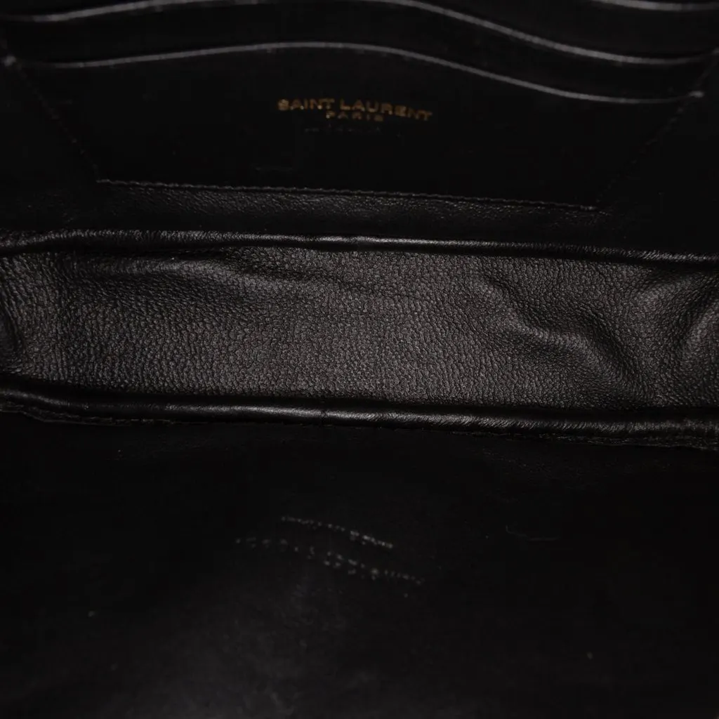 Saint Laurent Mini Grain de Poudre Chevron Monogram Lou Camera Bag Black Leather Very good - Model View