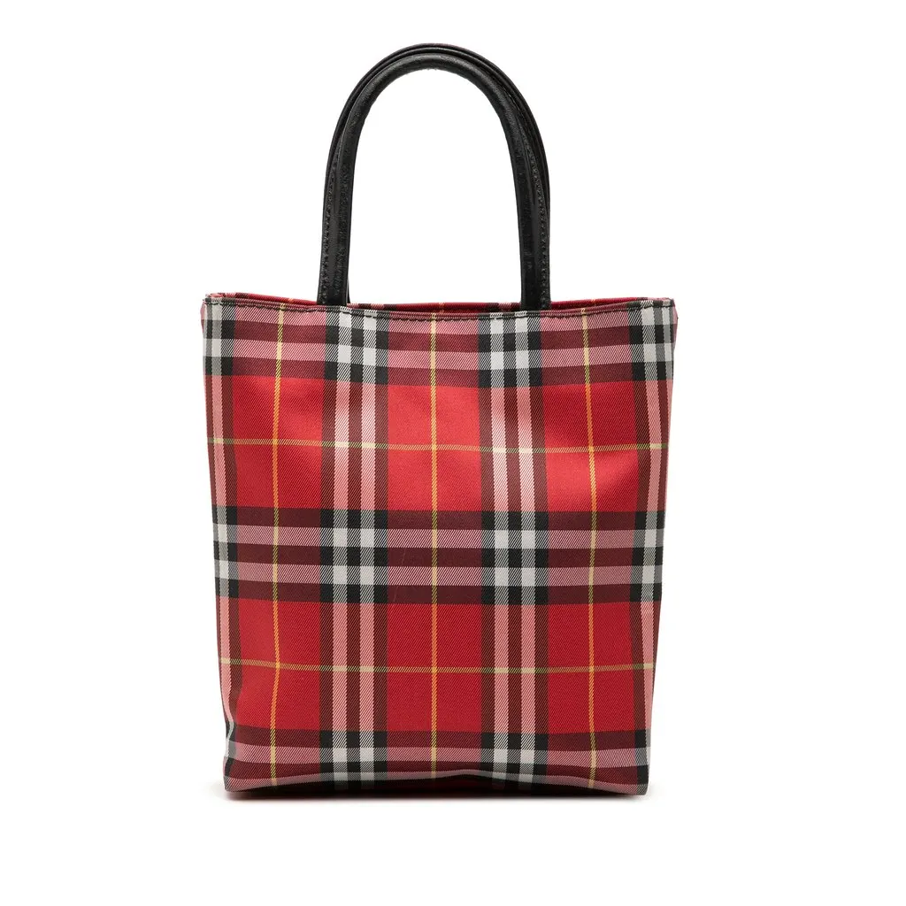 Burberry House Check Nylon Handbag Red Very good - Front View
