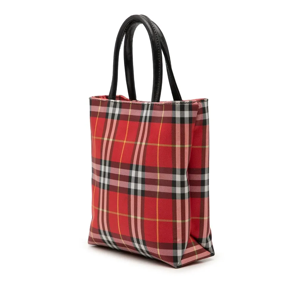 Burberry House Check Nylon Handbag Red Very good - Back View