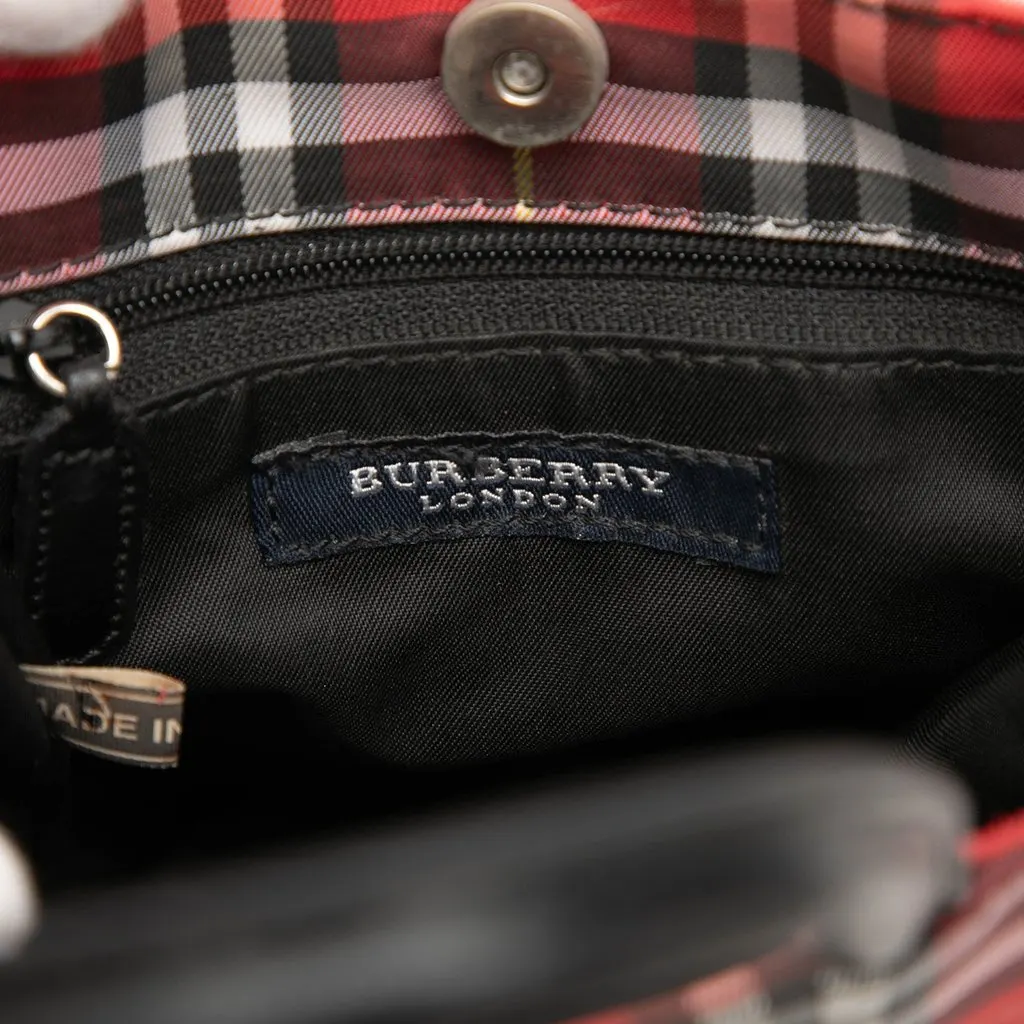 Burberry House Check Nylon Handbag Red Very good - Box View
