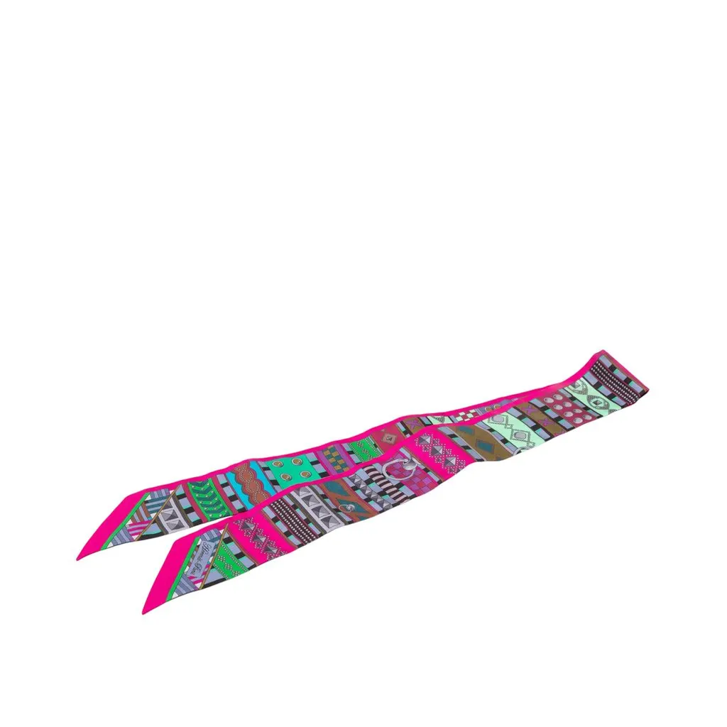 Hermès Colliers de Chiens Silk Twilly Scarf Pink Very good - Front View