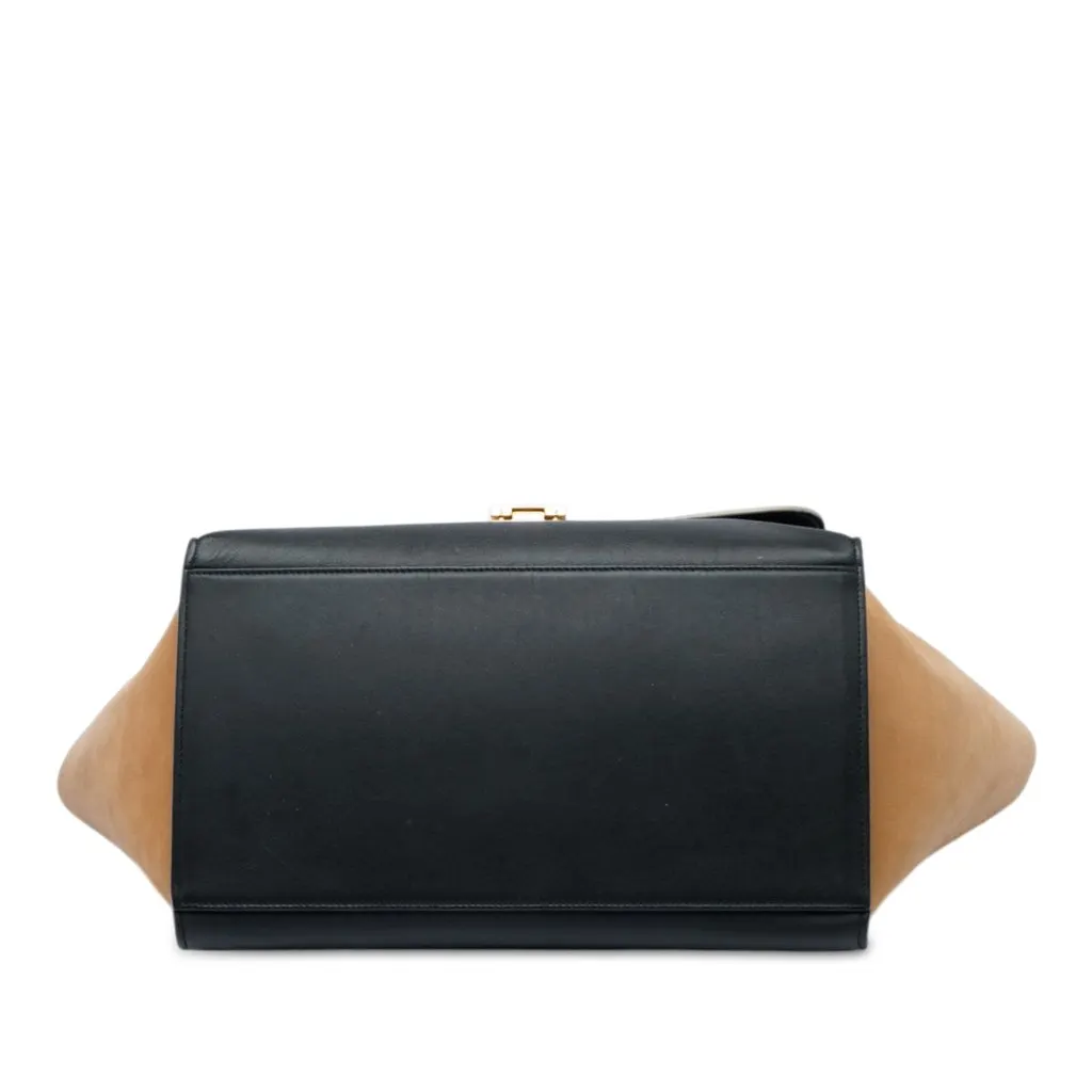 Celine Medium Tricolor Leather Trapeze Satchel Black Leather Very good - Inside View