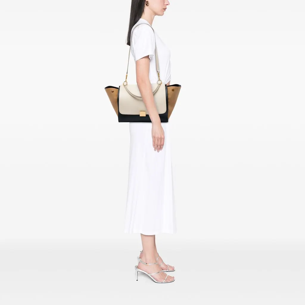 Celine Medium Tricolor Leather Trapeze Satchel Black Leather Very good - Box View