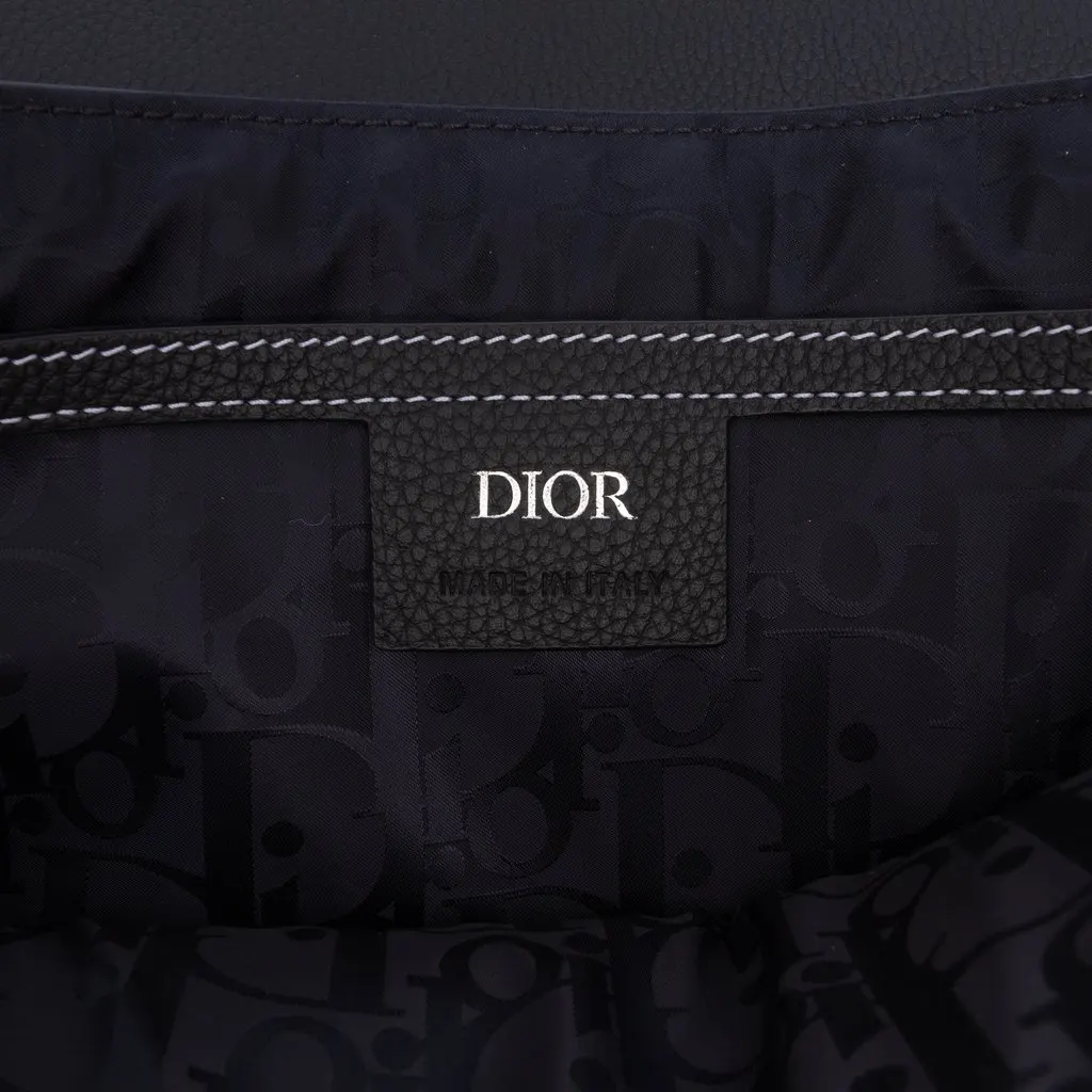 Dior Medium Grained Calfskin Saddle Clutch with Flap Black Leather Very good - Box View