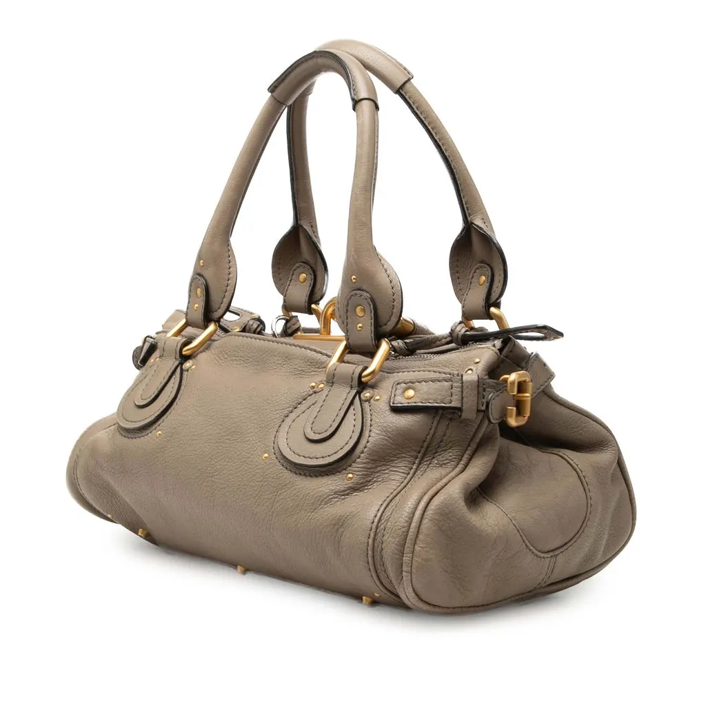Chloé Medium Leather Paddington Handbag Brown Leather Good - Back View
