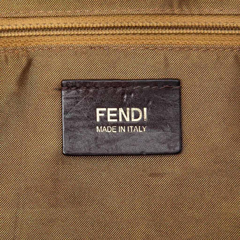 Fendi Medium Zucca Coated Canvas Laser Cut Star Roll Tote Brown Very good - Box View