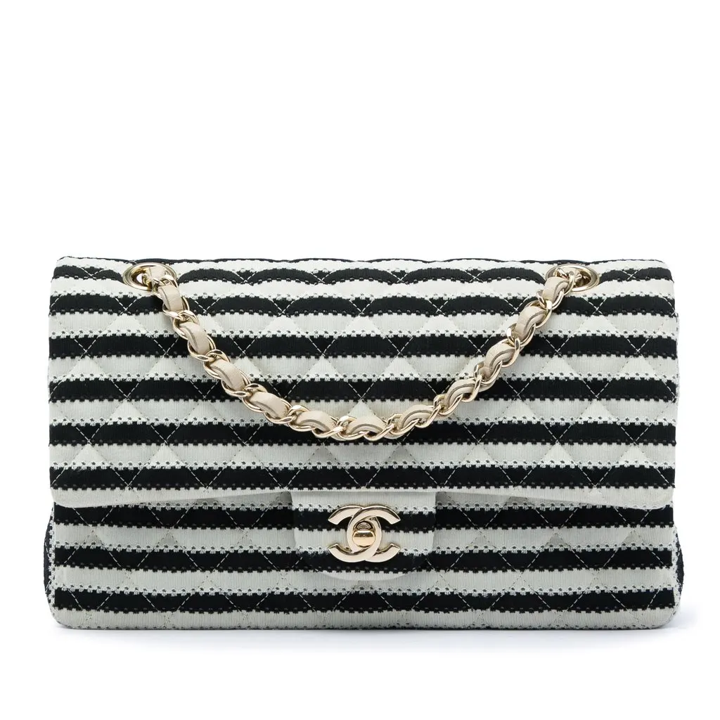 Chanel Medium Classic Jersey Coco Sailor Double Flap Black Very good - Front View