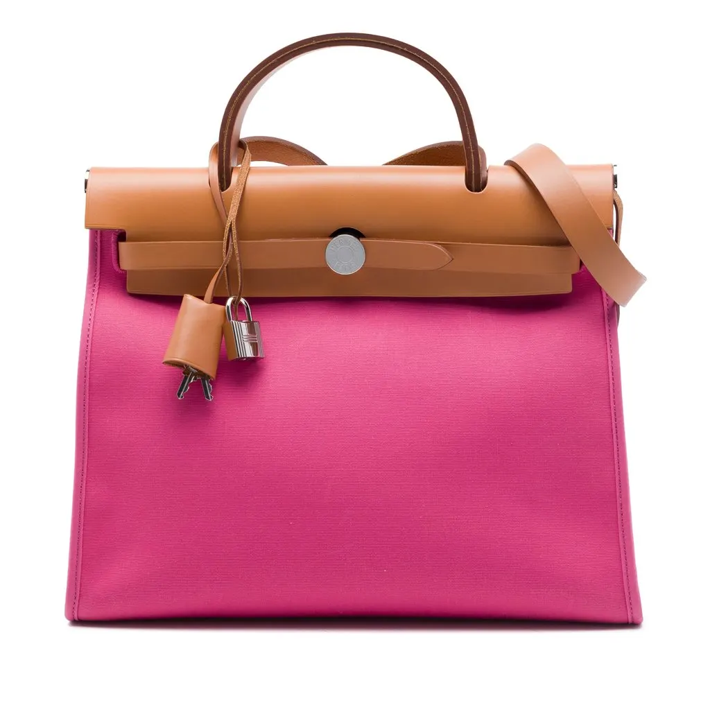 Hermès Toile Herbag Zip 31 Pink Very good - Front View