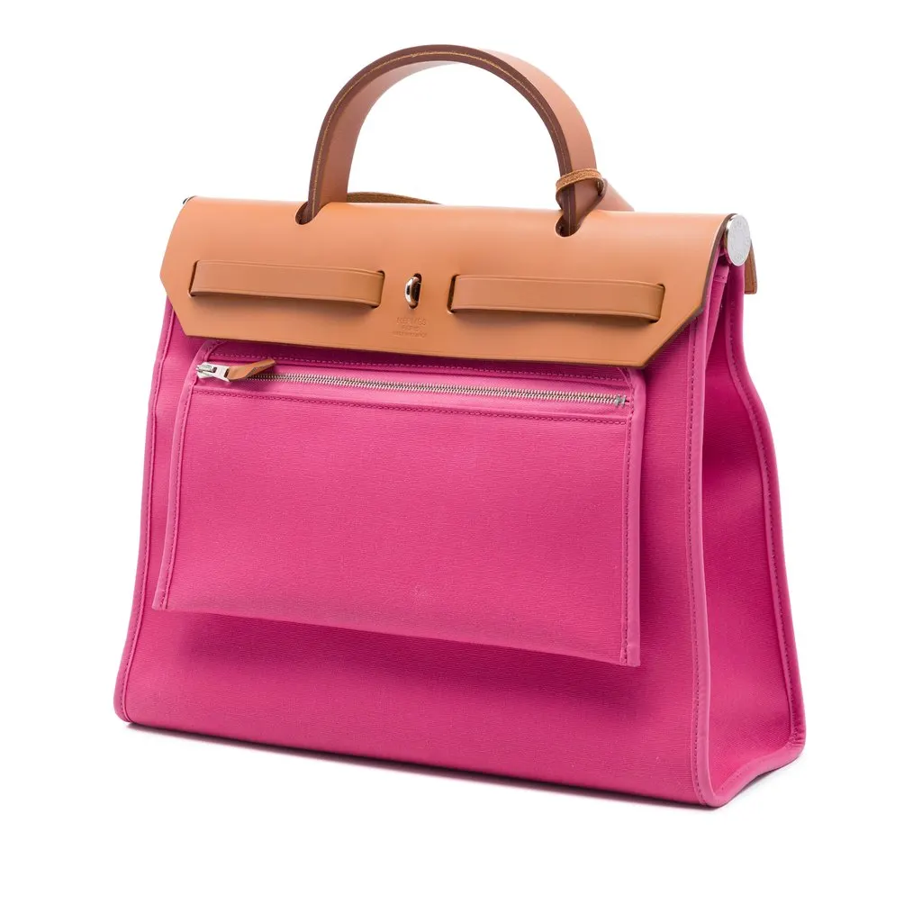 Hermès Toile Herbag Zip 31 Pink Very good - Back View