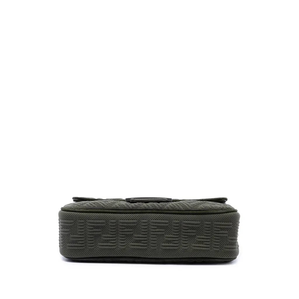 Fendi Zucca Embossed Technical Fabric Chain Midi Baguette Green Polyamide Very good - Inside View
