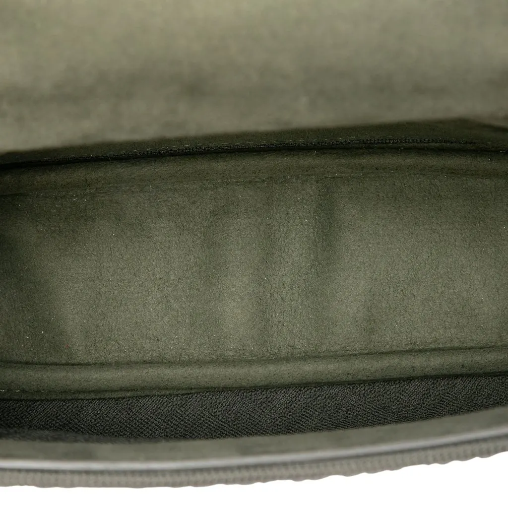 Fendi Zucca Embossed Technical Fabric Chain Midi Baguette Green Polyamide Very good - Model View