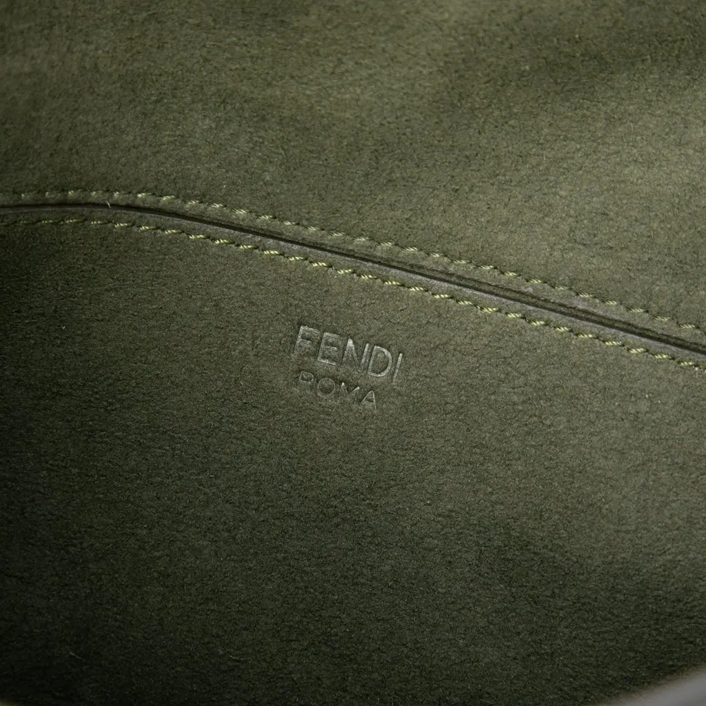 Fendi Zucca Embossed Technical Fabric Chain Midi Baguette Green Polyamide Very good - Box View