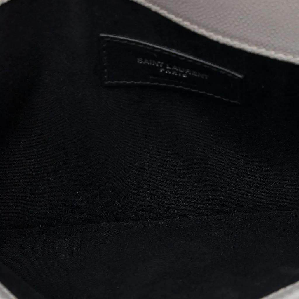 Saint Laurent Grain De Poudre Uptown Pouch Grey Leather Very good - Model View