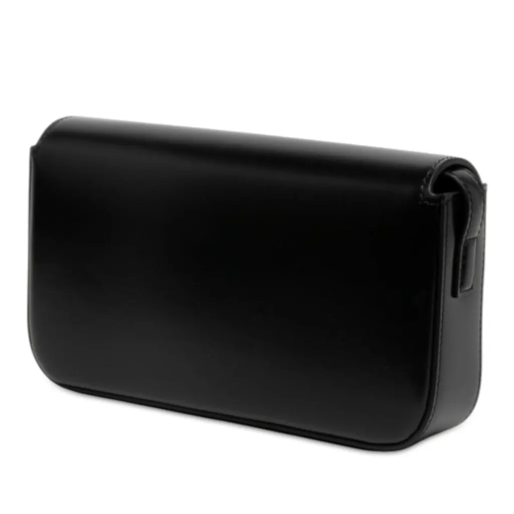 Celine Shiny Calfskin Triomphe Claude Shoulder Bag Black Leather Never worn - Back View
