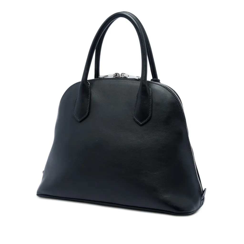 Prada City Calf Flame Heels Print Promenade Satchel Black Leather Very good - Back View