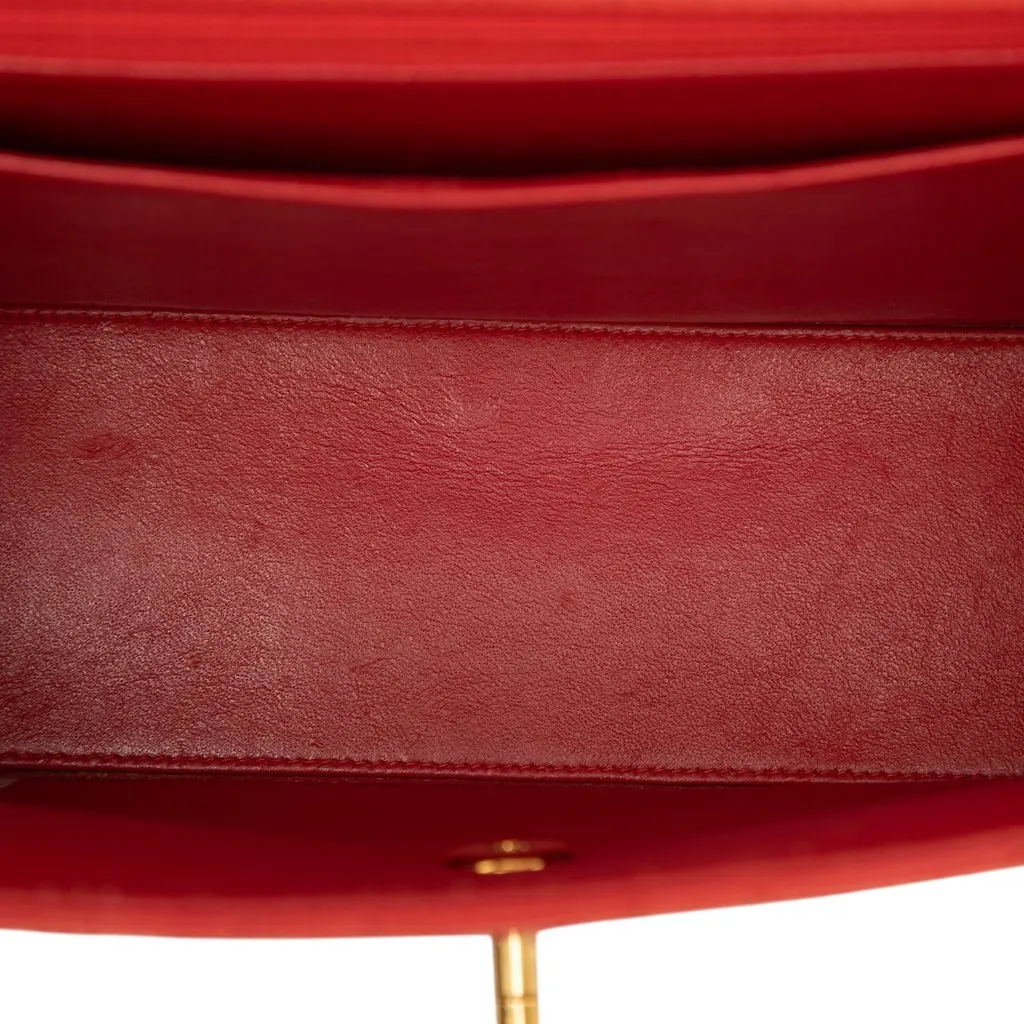 Chanel CC Quilted Caviar Turnlock Top Handle Red Leather Very good - Model View