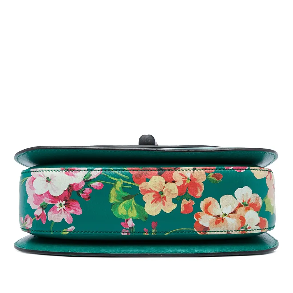 Gucci Medium Calfskin Blooms Bamboo Top Handle Bag Green Leather Good - Inside View