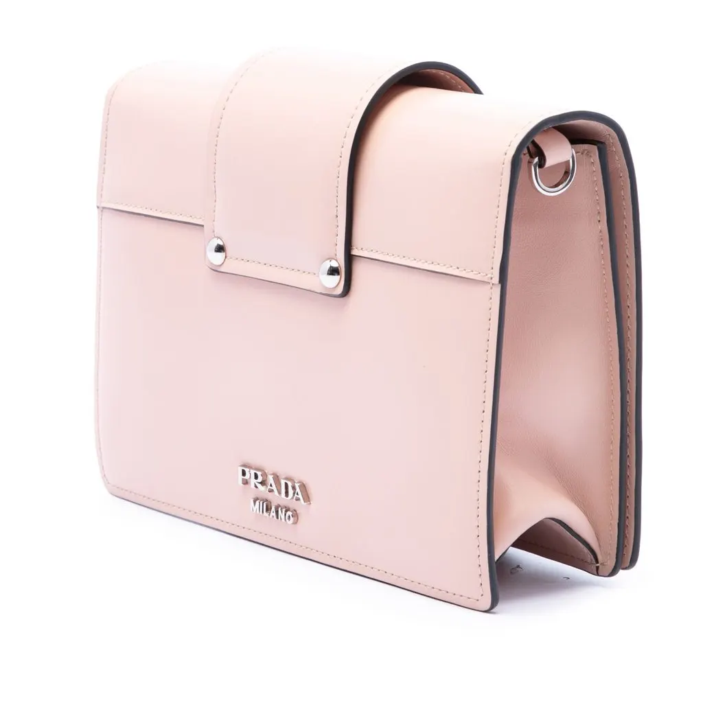 Prada City Calf Plex Ribbon Crossbody Pink Leather Very good - Back View