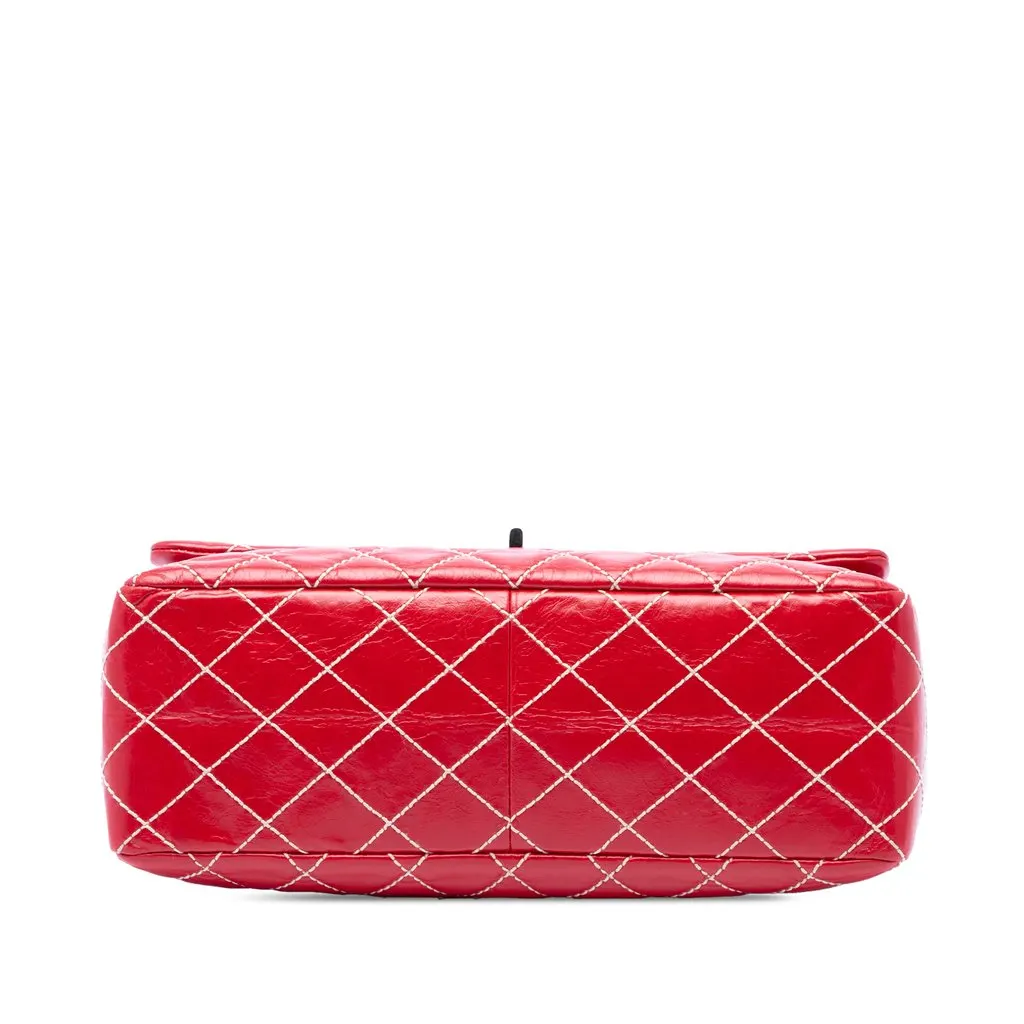 Chanel Quilted Glazed Calfskin Reissue 2.55 Surpique Double Flap 227 Red Leather Very good - Inside View