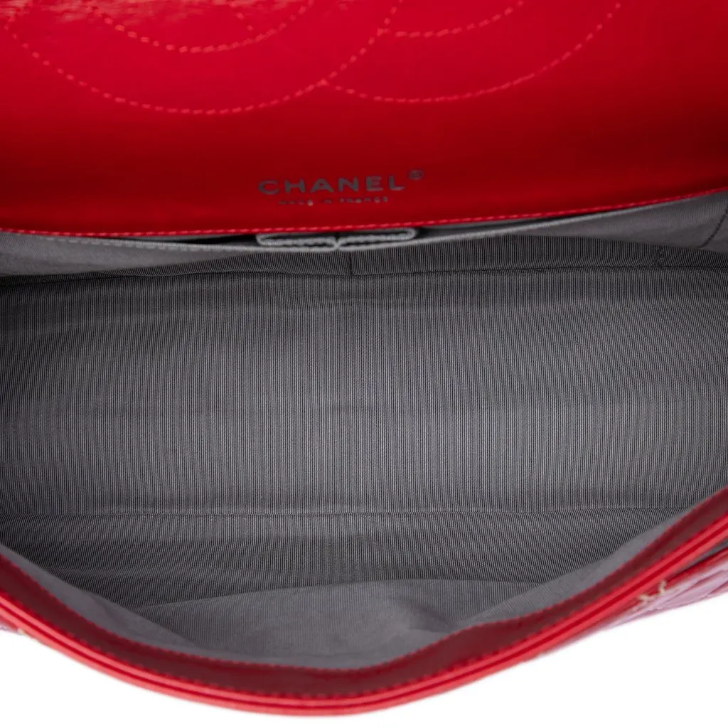 Chanel Quilted Glazed Calfskin Reissue 2.55 Surpique Double Flap 227 Red Leather Very good - Model View