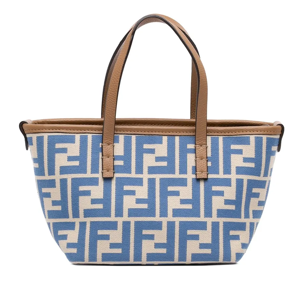 Fendi Mini Zucca Jacquard Roll Satchel Blue Very good - Front View