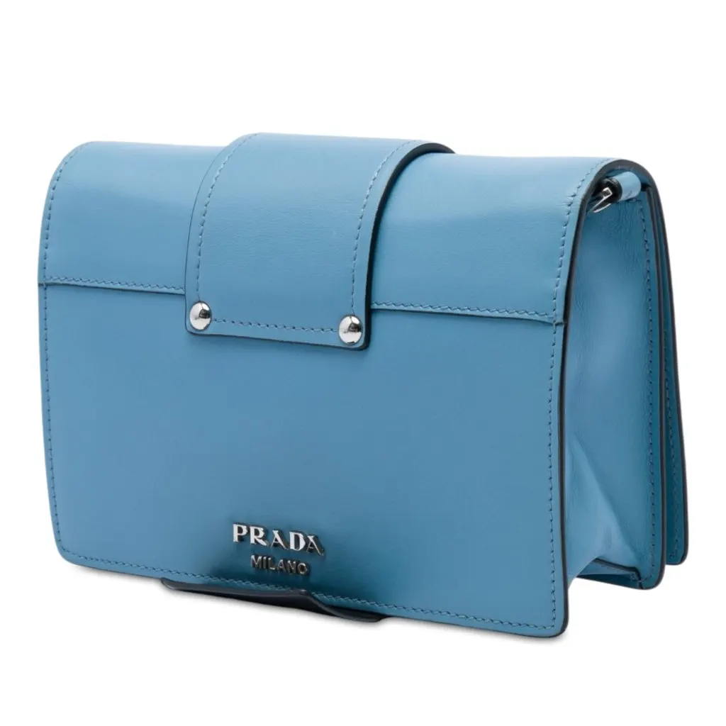 Prada City Calf Plex Ribbon Crossbody Blue Leather Very good - Back View
