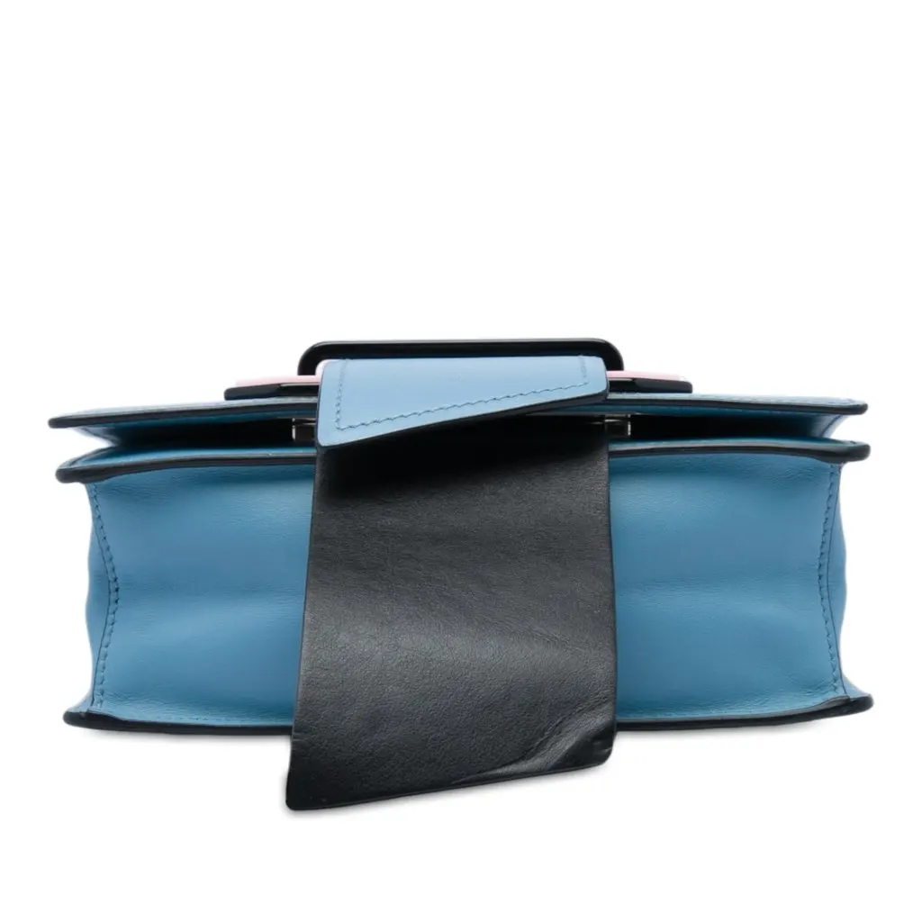 Prada City Calf Plex Ribbon Crossbody Blue Leather Very good - Inside View