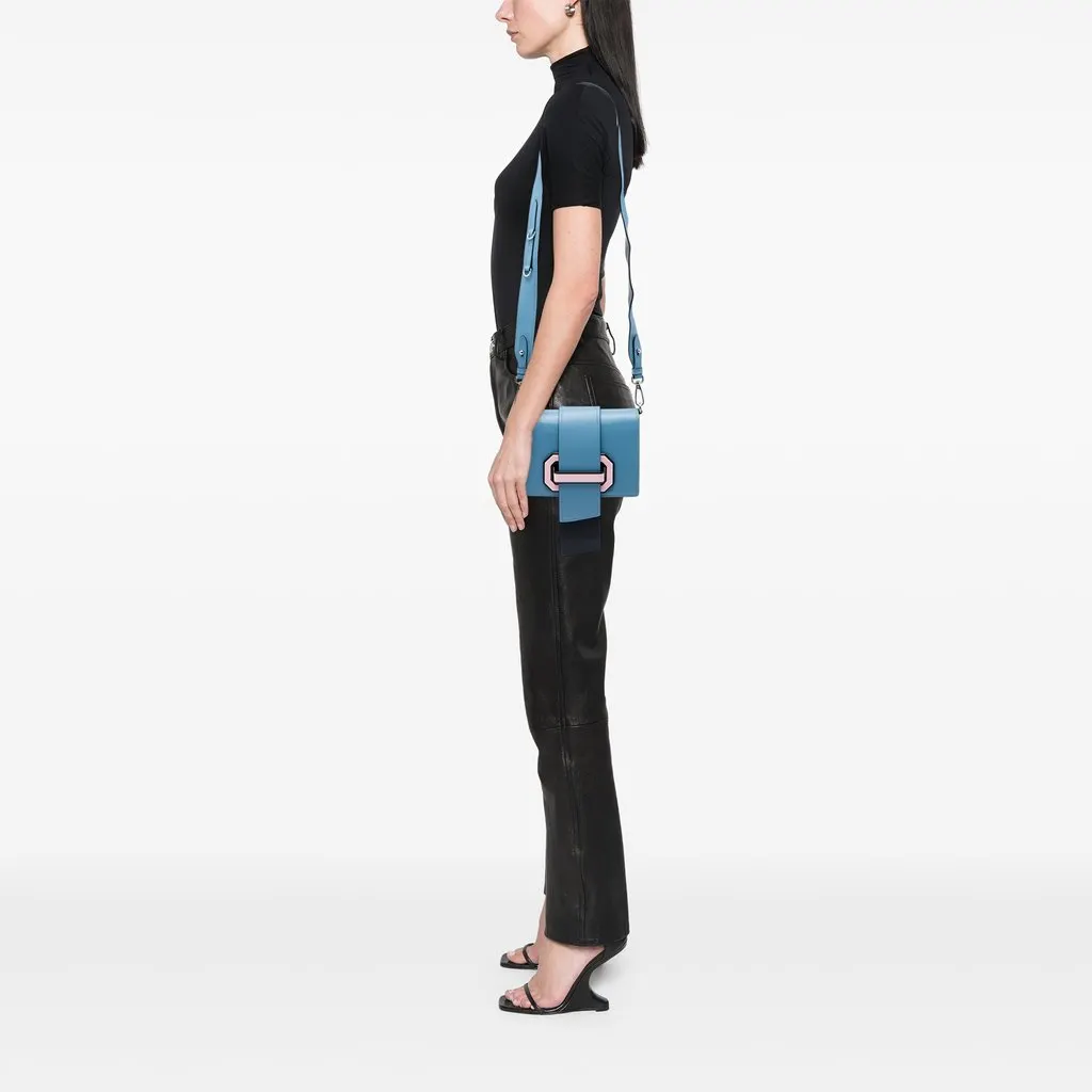 Prada City Calf Plex Ribbon Crossbody Blue Leather Very good - Box View