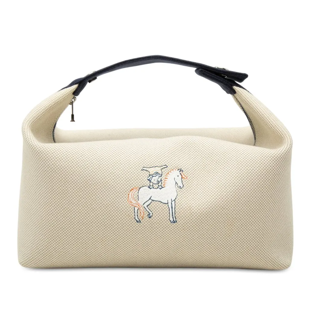 Hermès Large Toile Bride A Brac Cabriole Case Beige Very good - Front View