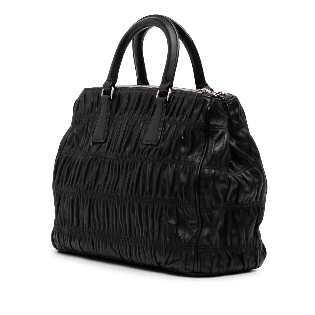 Prada Nappa Gaufre Satchel Black Leather Very good - Back View