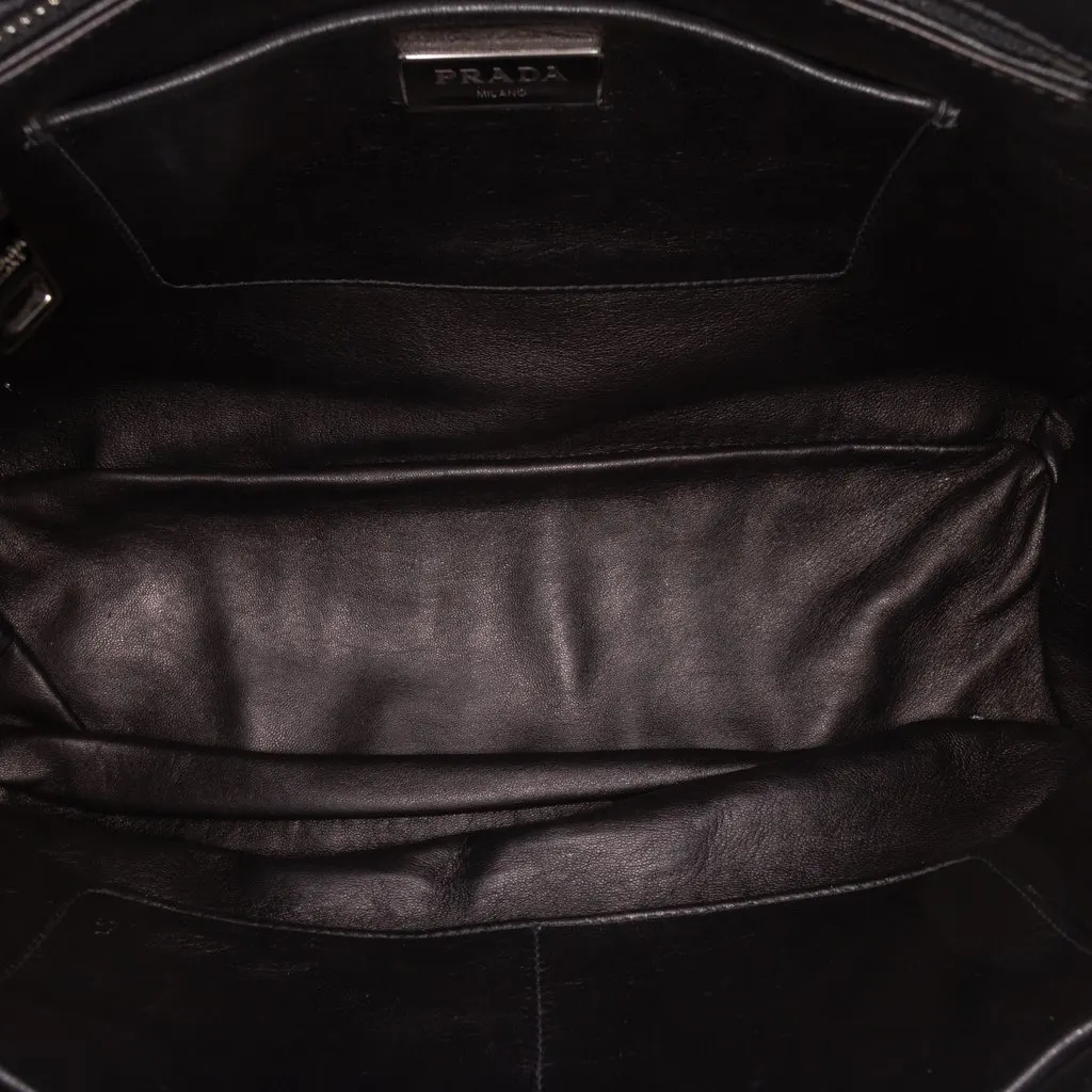 Prada Nappa Gaufre Satchel Black Leather Very good - Model View