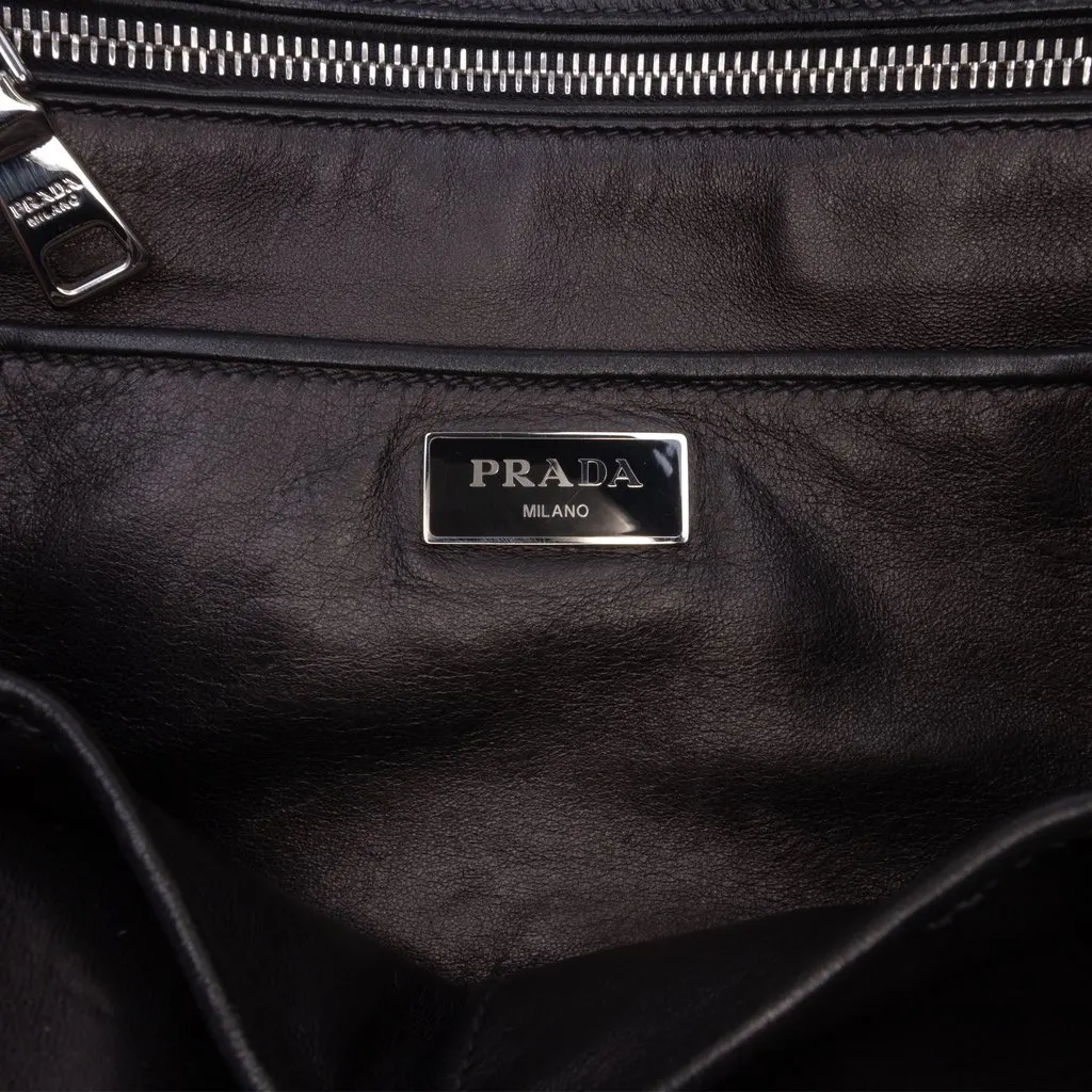 Prada Nappa Gaufre Satchel Black Leather Very good - Box View