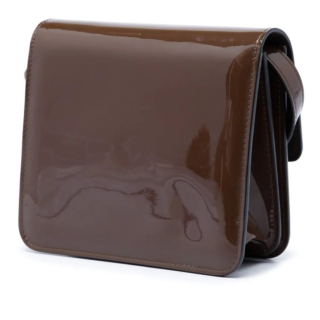 Fendi Patent Karligraphy Crossbody Brown Leather Very good - Back View