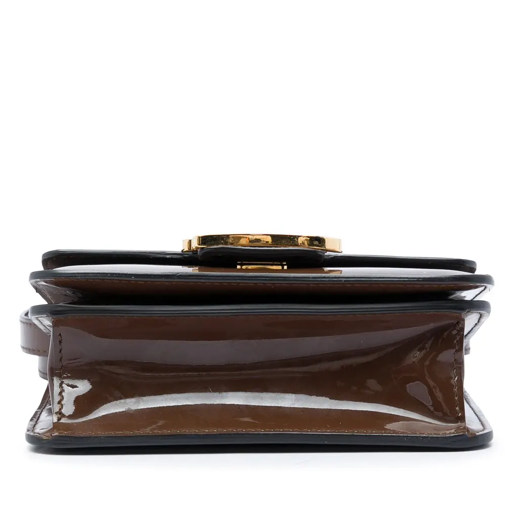 Fendi Patent Karligraphy Crossbody Brown Leather Very good - Inside View