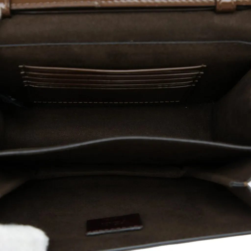Fendi Patent Karligraphy Crossbody Brown Leather Very good - Model View