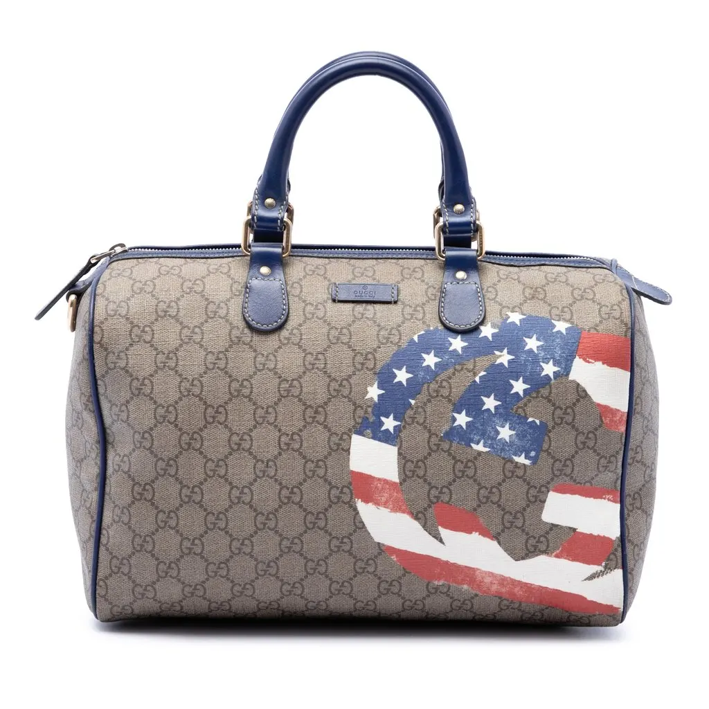Gucci Unicef Medium GG Supreme American Flag Joy Boston Bag