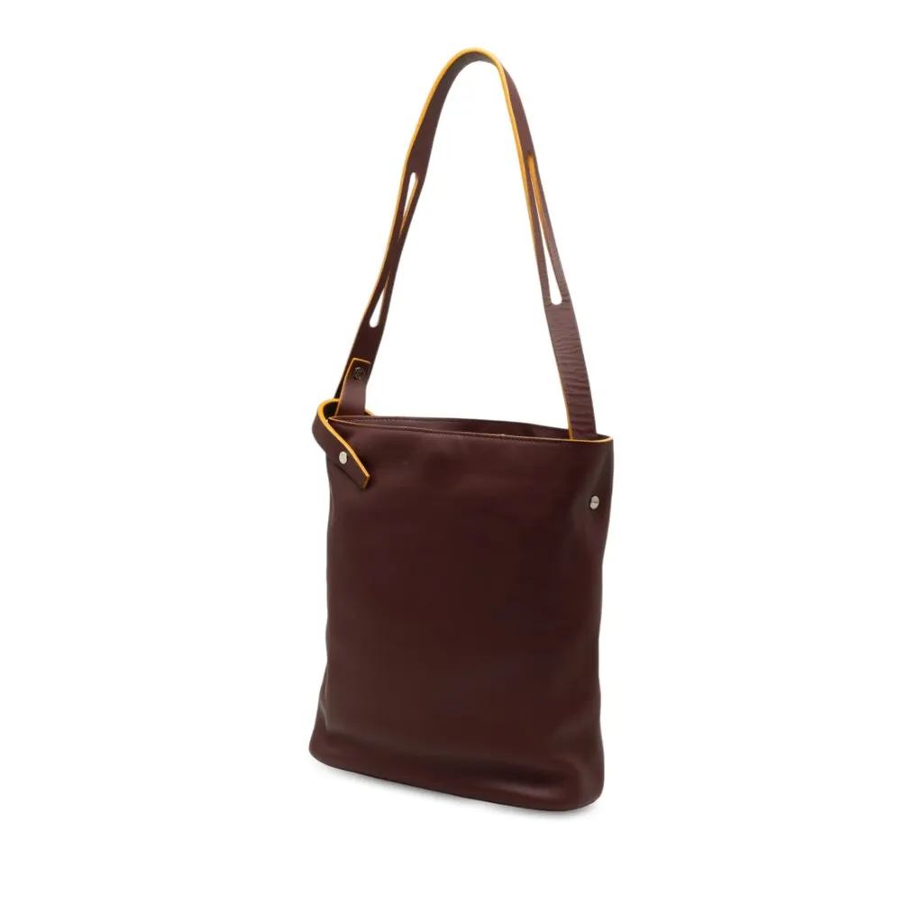 LOEWE Leather Shoulder Bag Red Leather Good - Back View